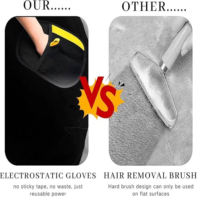 Whisker Gizmo Pet Hair Remover,Reusable Pet Hair Remover Glove,Pet Hair Removal Glove, Ultimate Pet Grooming Glove for Cats & Dogs - Dual-Sided Electrostatic Pet Hair Remover Mittens (3PCS)