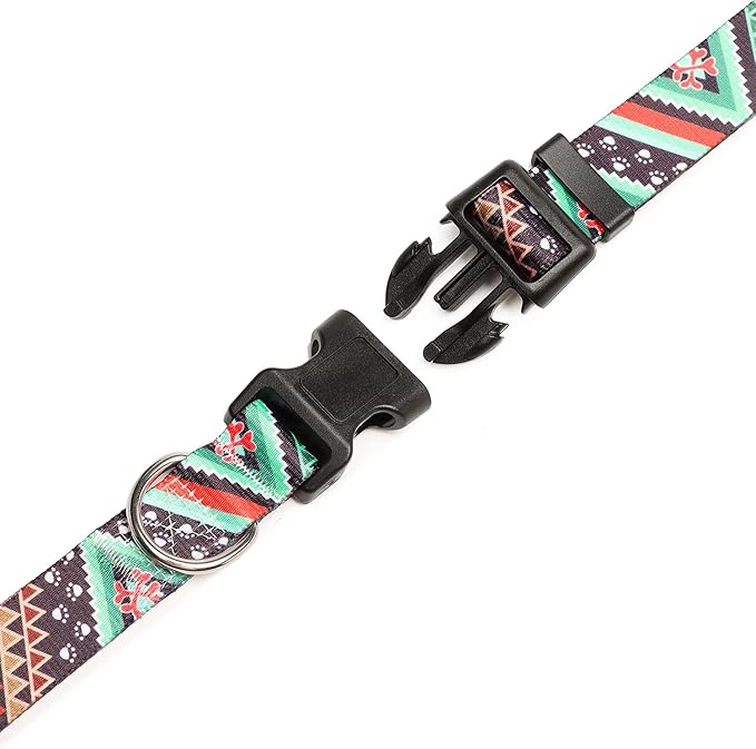 Mercano Adjustable Dog Collar - Special Design Patterns, Soft Nylon Comfortable Durable Pet Collar for Small Medium Large Dogs (XS, Ethnic Green)