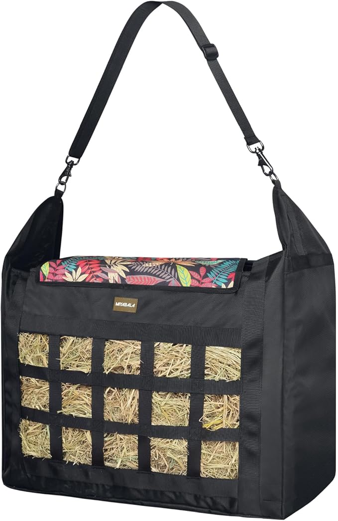 Hay Bag for Horses,Slow Feeder for Horse/Donkey/Goat, Premium 1680D Oxford Cloth,Easy to Fill and Hang with Extra Large Opening(Leaf)