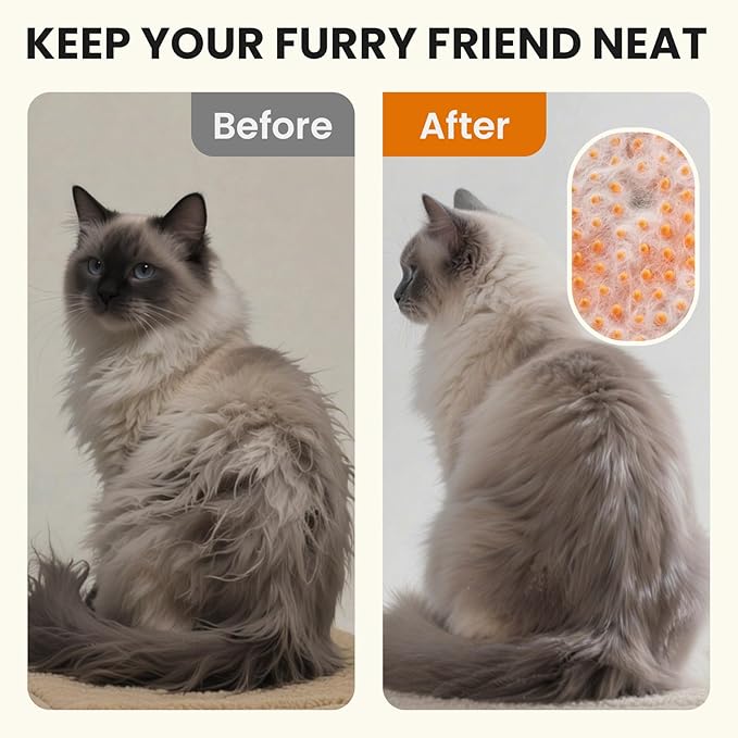 4 in 1 Cat Steam Brush for Shedding, Rechargeable Steam Brush with Foldable Handle, for Cats and Dogs Massaging and Cleaning, Multifunctional Hair Removal Comb (Cream)