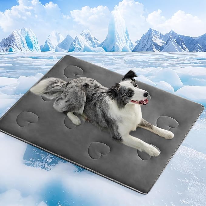 Cooling Blanket for Dogs, Lightweight & Durable Dog Cooling Mat, Q-MAX>0.45 Soft Breathable Pets Comforter for Couch, Bed & Car Essential - Dark Grey 30x40 Inches