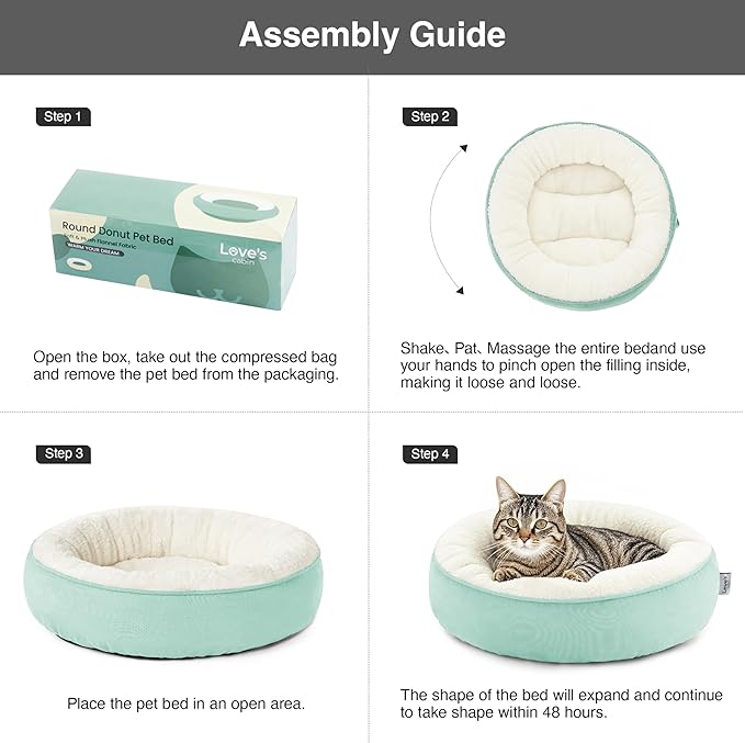 Love's cabin Round Donut Cat and Dog Cushion Bed, 20in Pet Bed for Cats or Small Dogs, Anti-Slip & Water-Resistant Bottom, Super Soft Durable Fabric Pet Beds, Washable Luxury Cat & Dog Bed Blue