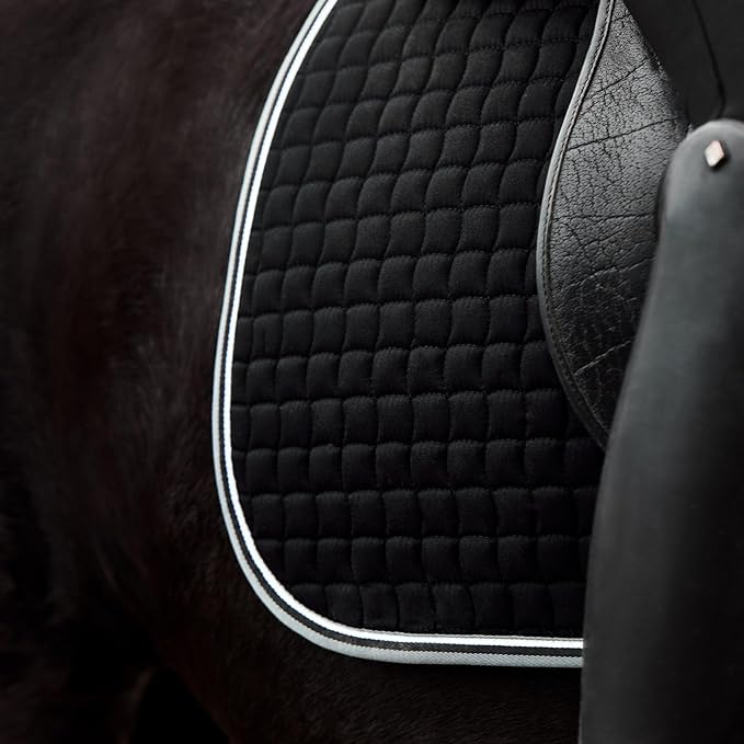 HORZE Adepto Padded All Purpose Quilted Equestrian Saddle Pad for Horses with Two-Tone Trim