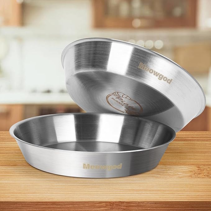 Cat Bowls,6.7" Extra Wide Stainless Steel Cat Food Bowls Whisker Friendly Water Dishes Plates for Cats and Small Dogs Good for Wet and Dry Food(2pack)