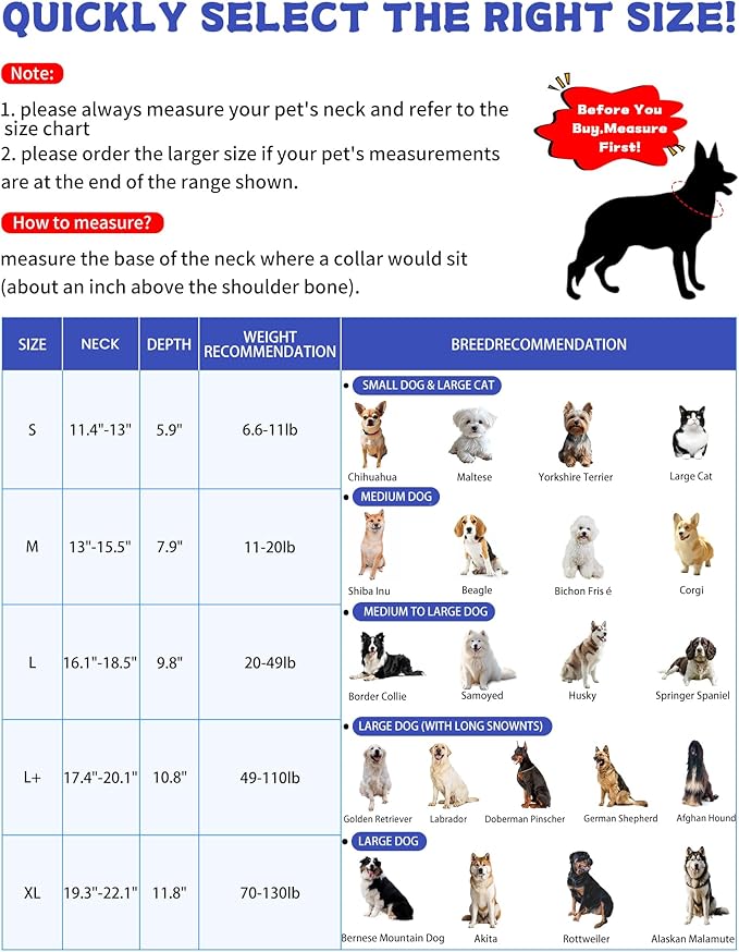 Soft Dog Cone Collar After Surgery Alternative for Dogs to Stop Licking, Comfy Collars for Large/Medium/Small Pet, Adjustable Elizabethan Neuter Recovery E Cones of Shame Neck & Head Ecollars