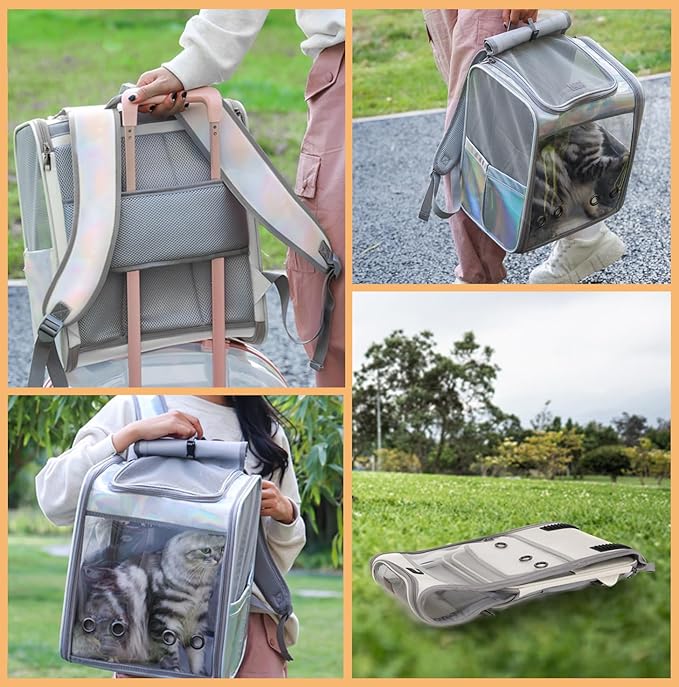 Cat Backpack Pet Carrier Backpack for Small Cats and Dogs, Dog Carrier Backpack with Inner Safety Leash Can be Used for Travel