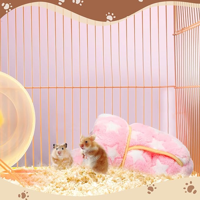 Wenqik 2 Pcs Guinea Pig Hideouts Washable Bunny Bedding Cuddle Warm Small Pet Sack Supplies Portable Pet Carrier Cage Nest Guinea Pig Accessories for Cage(Gray, Light Pink,Pentagram)