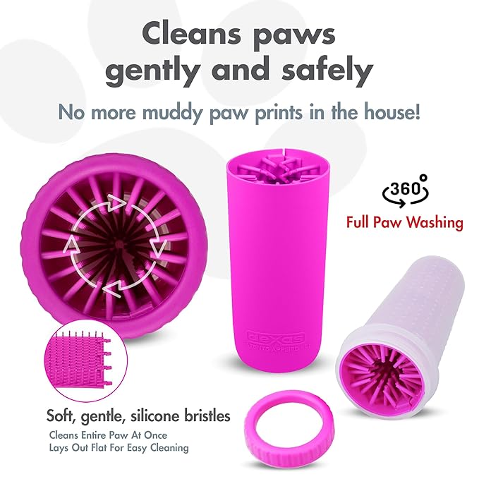 Dexas MudBuster Portable Large Dog Paw Cleaner, Fuchsia - Premium Pet Supplies and Accessories
