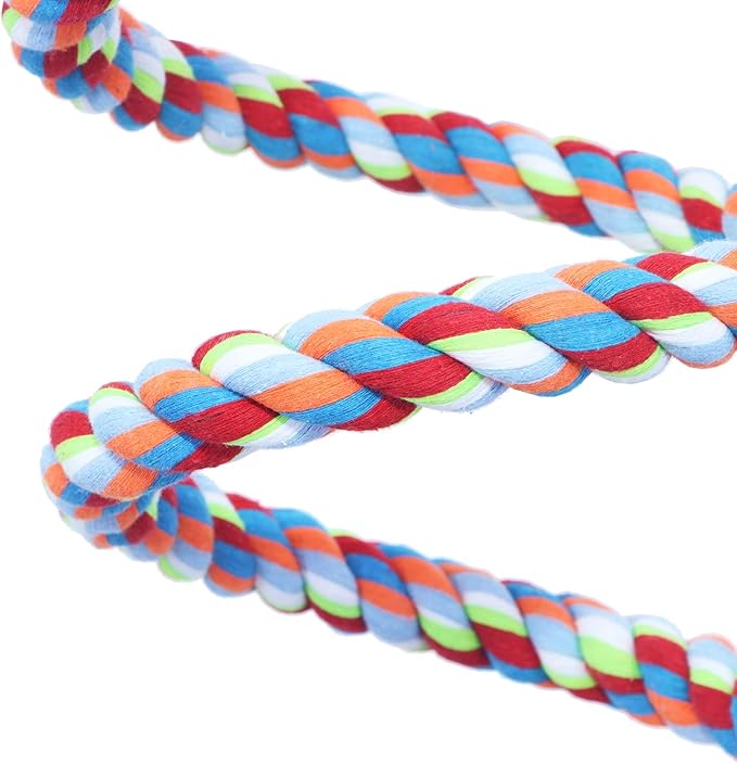 Rope Bungee Perch Bird,118inch Kintor Pure Natural Colorful Bead Cage Chewing Toys for Small Medium Parrot (118inch)