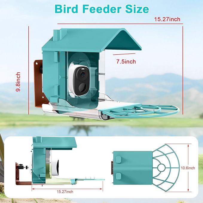 FUTUREZEN Smart Bird Feeder for Outdoors, Security Camera Compatible for Bird-Watching (Camera Not Included)