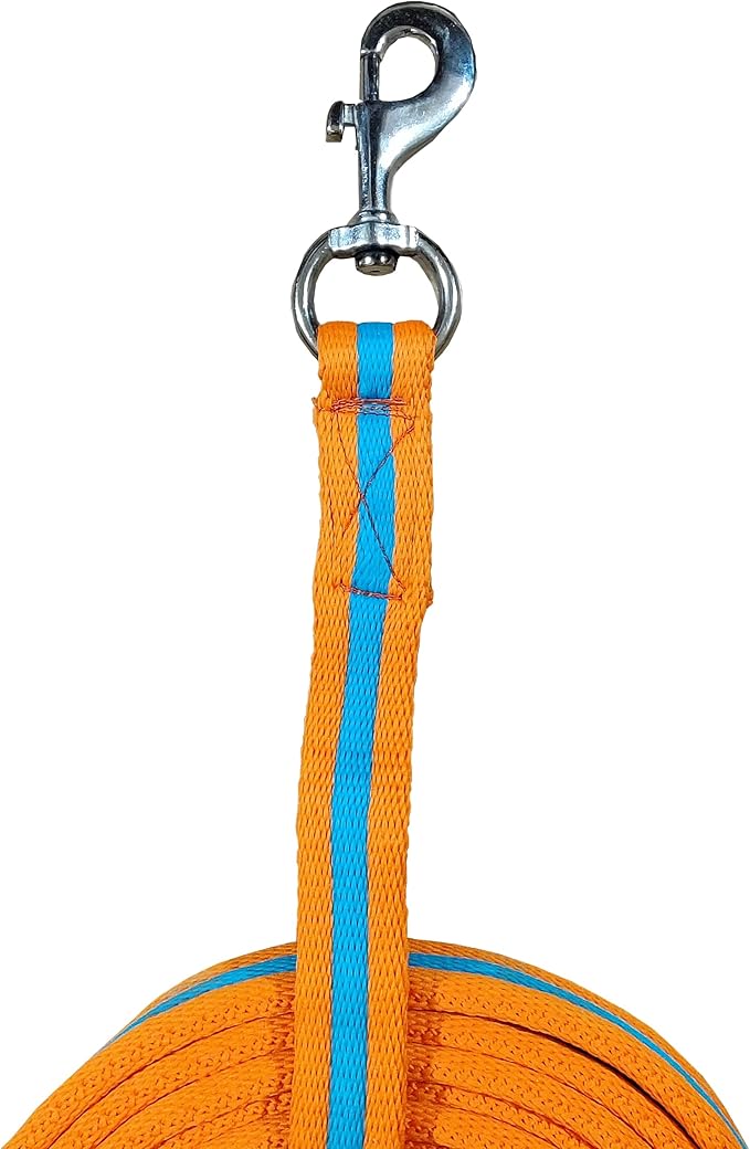 Soft Padded Lunge Line Rein Lead for Horses 27ft Looped Handle Swivel Clip (Orange/Turquoise)