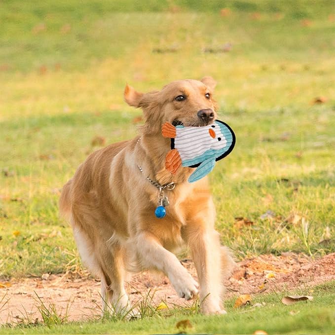 Squeaky Dog Toys 3 Pack, Soft and Tough Dog Plushes, No Stuffed Toy Sets, Durable Pet Chew Toys for Small, Medium and Large Dogs Interact and Reduce Boredom