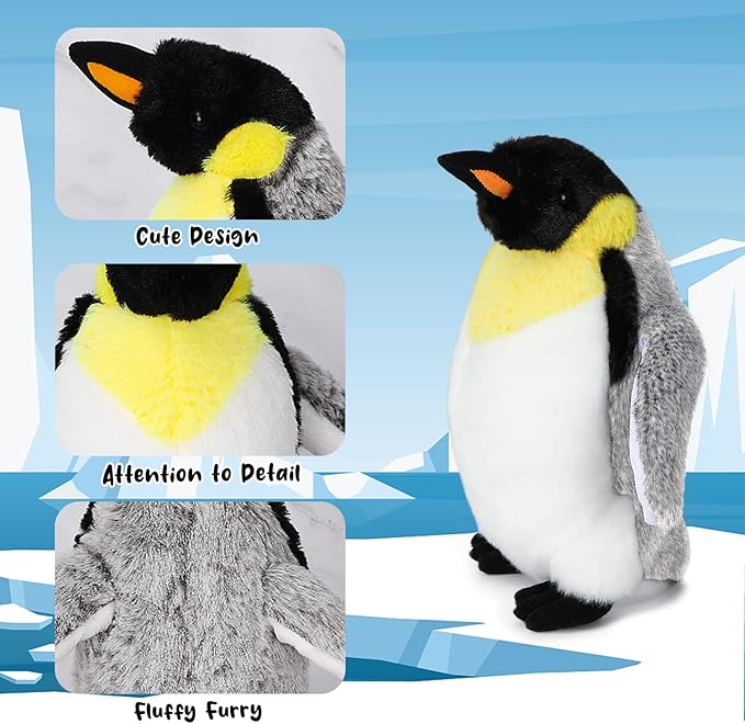 Penguin Plush Toy, 10" Stuffed Animal Small Plushie Doll, Soft Fluffy Like Real Penguin Hugging Toy - Present for Every Age & Occasion