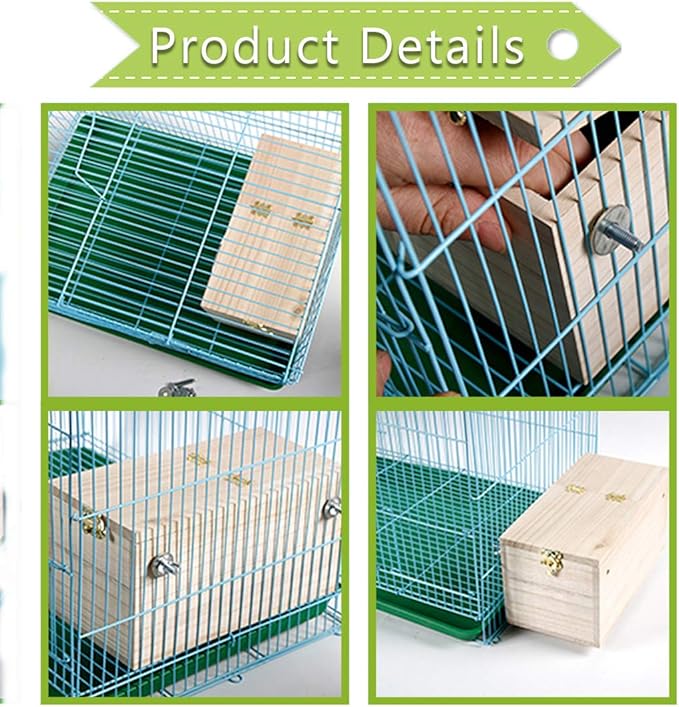 PINVNBY Parakeet Nesting Box Bird House Wood Breeding Box Parrots Mating Box for Lovebirds Budgie Finch Cockatoo Canary and Medium-Sized Birds(S)