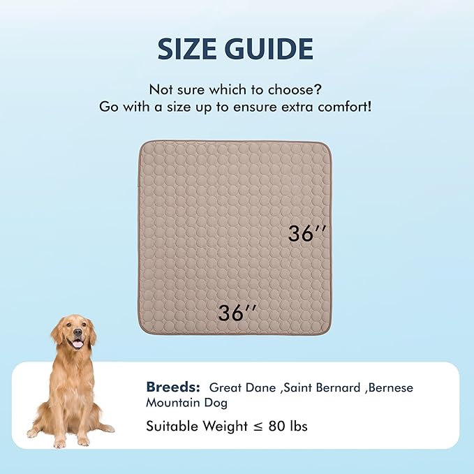 MICROCOSMOS Summer Cooling Mat & Sleeping Pad- Water Absorption Top, Materials Safe, Easy Carry, EZ Clean. Keep Cooling for Pets, Kids and Adults.(Brown, 36" x36")