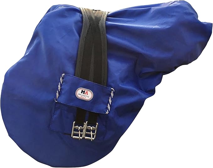 Majestic Ally Nylon Waterproof Fleece Lined Ride On English Saddle Cover-Multiple Color (Royal Blue)