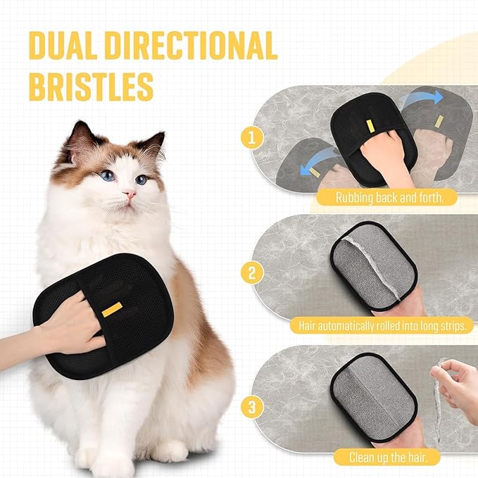 2025 New Pet Hair RemovalGlove,Upgraded Animal Fur Removal Tool,Yomi Pet HairRemoverGlove,WashableReusable Double Sided Static Pet Hair Removal Glove forCouch,Furniture,Carpet,CarSeat.