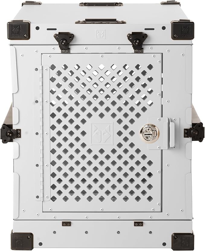 Impact Collapsible Dog Crate - Foldable Hard Crate for Large Dogs - Heavy Duty Travel Kennel with Powder-Coated Aluminum - Quick Setup for Indoor & Outdoor (White, 40" (40.5" L x 23" W x 29" H))
