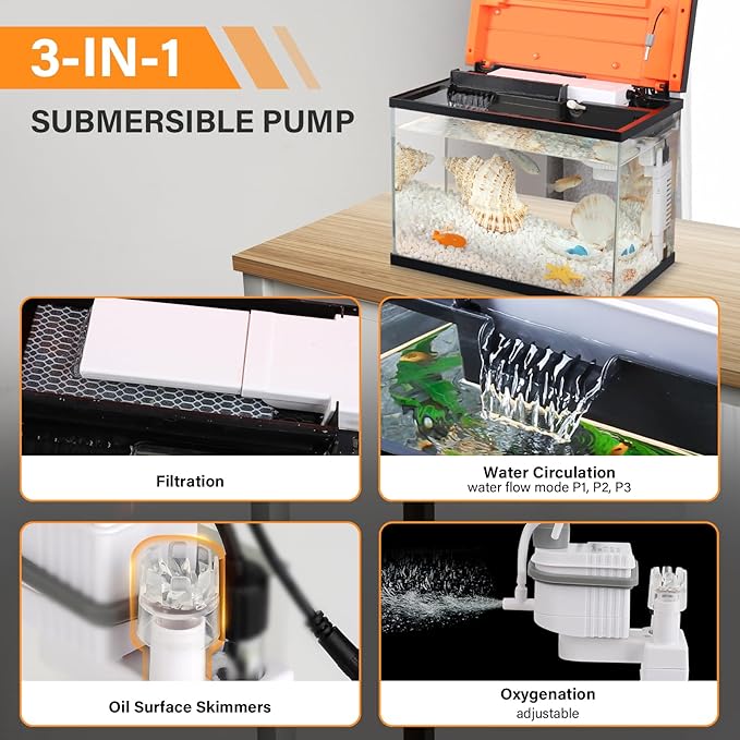 hygger Smart Aquarium Starter Kit, Glass Fish Tank with 24/7 Mode Light, Heater, Water Pump, Filter Media, Auto Feeder,Water Changer, Cleaning Tool, Fishing Net,Timer Automatic Switch (6 Gallon)