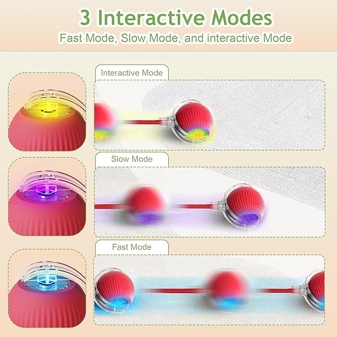 Interactive Cat Toys Balls for Indoor Cats, 2025 New Motion Activated Cat Balls with 360° Smart Automatic Rolling Moving for Bored Kitten Pet Cats Dogs (3 Colors)