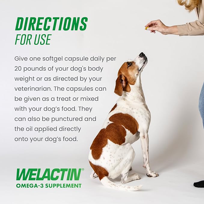 Nutramax Welactin 3 - Canine 120 - Softgel Caps, Welactin Omega-3 Skin and Coat Support