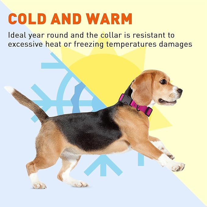 Dogline Biothane Waterproof Dog Collar with Quick Release Buckle Strong Coated Nylon Webbing with Odor- Proof for Easy Care Easy to Clean Fits Small Medium Large Dogs, Magenta Pink 1" W 15-23" L