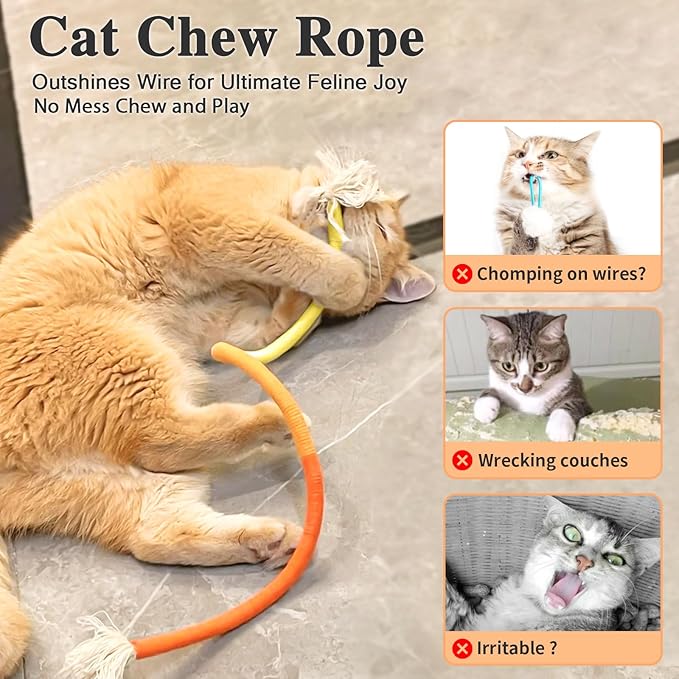 Retro Shaw Cat Toys Chew Ropes, Catnip Rope Toys for Indoor Cats Kitten, Safe Cat String Kitten Chew Teething Toy Kitty Nip Kicker - Pack of 3, 23.6 Inches