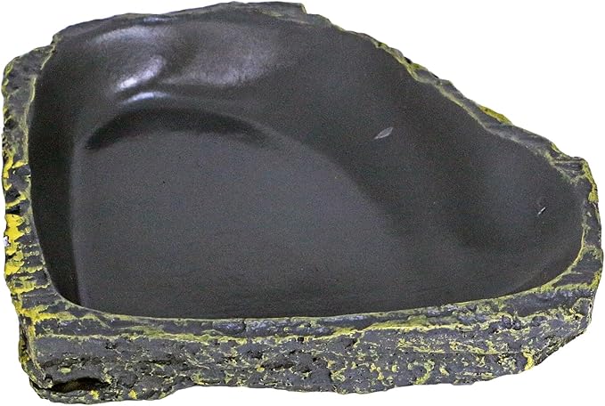Reptile Rock Corner Water/Food Dish - Amphibians Rock Corner Food/Water Bowl, Made from Premium Non-Toxic Resin - Small Size