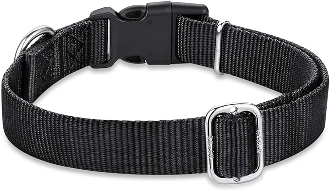 Hyhug Puppy Collar with Quick Release Buckle, Nylon Adjustable Durable Cute Dog Collar for Small Dogs, Male and Female(Small, Black)