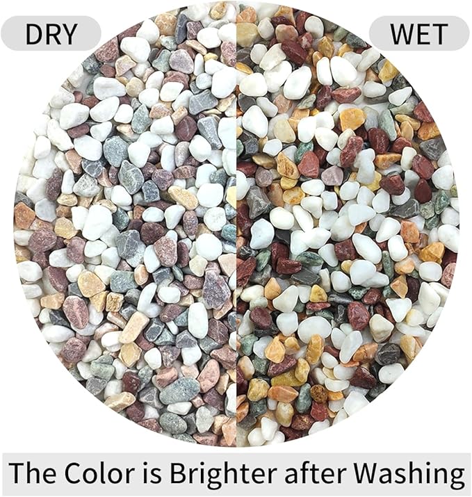 5 lbs Natural Mixed Color Gravel Pebbles, 3/8 Inch Decorative Succulent Rocks Pebbles for Plants, Stones for Vase, Landscaping and Outdoor Garden Decorative River Rock