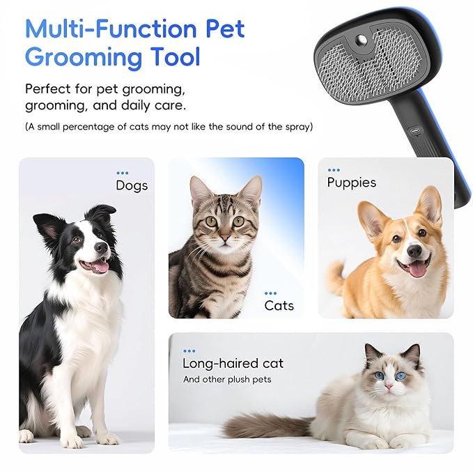 Cat Steam Brush for Shedding and Grooming,Pet Spray Hair Removal Comb,Deshedding Dog Brush for Short and Long Haired Dogs,Cat Brushes for Indoor Cats.