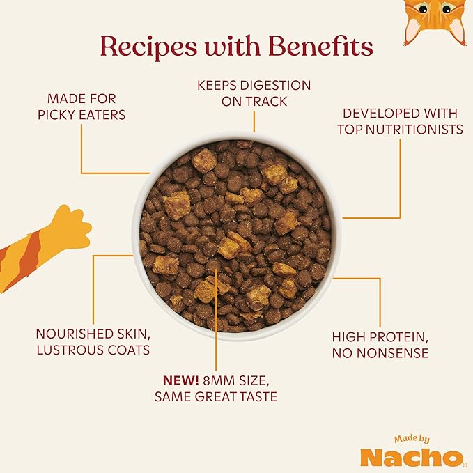 Made by Nacho Dry Cat Kibble 4lb Bag, High Protein Premium Cat Food with Freeze Dried Pieces, Cage-Free Chicken & Duck, Limited Ingredients, Single Bag