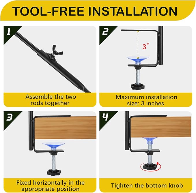Heavy Duty Deck Hook, 31 Inch Deck Bird Feeder Hanger for Railing, Extended Metal Deck Hooks for Hanging Bird Feeders, Plants, Wind Chimes, Suet Baskets, Lanterns, 360° Swivel, Clamp Mounted, 2 Pack