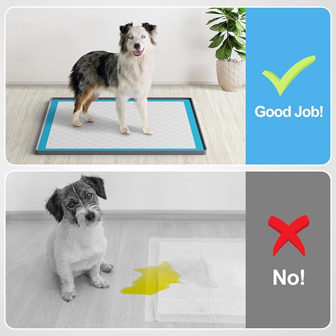 Pee Pad Holder for Dogs,Silicone Dog Puppy Pad Holder, 24 x 24 No Spill Raised Lip High Edge,Portable, Leak-Proof Mat Holder for Dog Training Pads,Square Potty Trays for Home Floor Protection