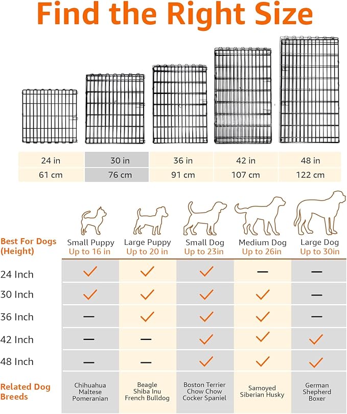 Amazon Basics Foldable Octagonal Metal Exercise Dog Playpen - Indoor/Ou, , Blacktdoor, No Door, Small (8 Panels, 24 x 30), Easy to assemble, store, and customize, 30" - Small, Black