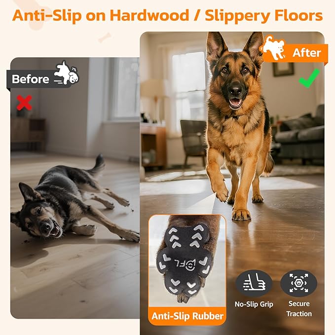 Anti Slip Dog Paw Protector Pads for Senior Dogs, Paw Pads for Dogs Traction, Disposable Self Adhesive Paw Grips for Old Dog on Slippery Hardwood Floor, Black 12 Sets (48pcs) XXXL(80+lbs)