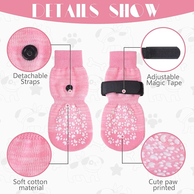 EXPAWLORER Anti Slip Dog Socks to Prevent Licking Paws, Doggie Shoes for Hot Pavement, Pet Booties for Small Medium Large Senior Dogs, Traction Control Dog Boots & Paw Protectors for Hardwood Floors