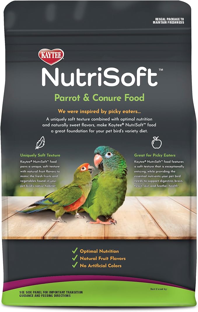 Kaytee Nutri Soft Pet Parrot & Conure Bird Food, 3 Pound