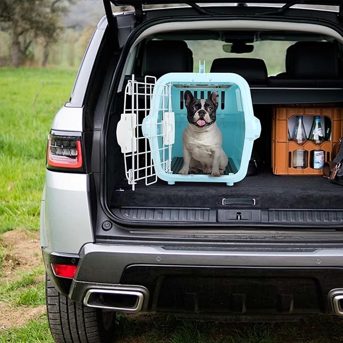 Hard-Sided Plastic Dog and Cat Kennel,Two-Door Pet Carrier, Plastic Wire Door, Top or Front Loading,Pets up to 22LBS,Fully Breathable, Perfect for Traveling/Hiking/Camping/Veterinary Visits
