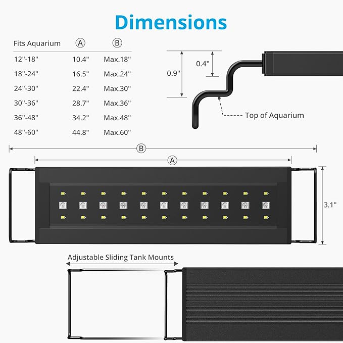 NICREW C10 24/7 LED Aquarium Light for Plants, 48-60 Inches, Full Spectrum Fish Tank Light with Timer, Brightness Adjustable