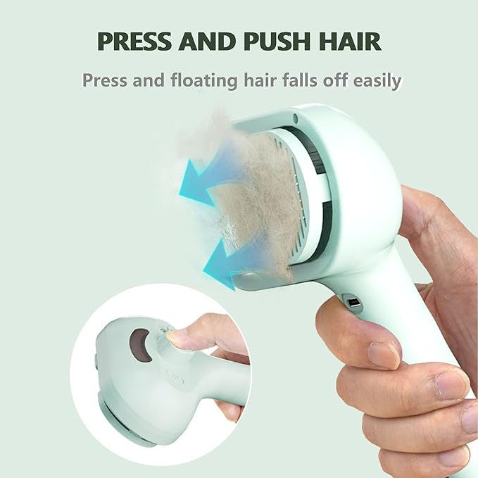 Cat Steam Brush 3 In 1,Pet Brush for Cat Hair Removal with Anti-Lost Pet Pendant,Spray Hair Removal Comb for Dogs Long Short Haired, Green