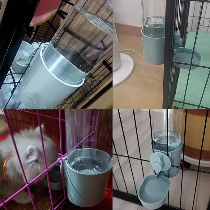 kathson 2Pcs Rabbit Water Bottle 17 OZ Bunny Hanging Water Fountain Automatic Guinea Pig Water Dispenser No Leak Drinking Feeder for Bunny Chinchilla Hamsters Cat Dog Small Animals(Blue)