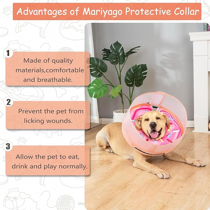 Inflatable Dog Cone Collar with Enhanced Anti-Licking, Soft Neck Donut for Dogs Cats, Recovery Pet Cone Collar After Surgery for Large Medium Small Dogs (Donut Pink2, Large)