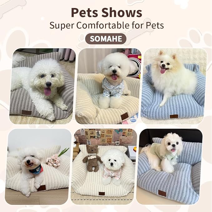 Cozy Couch for Cats Fluffy Pet Sofa with Premium Soft Fleece Fuzzy Cat Beds for Indoor Cat with Removable Washable Cover Supportive Pet Bed 24×18inch Coffee