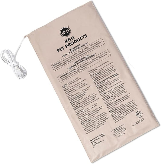 K&H Pet Products Pet Bed Warmer, Turn Any Pet Bed Into a Heated Cat or Dog Bed, Waterproof Indoor Heated Warming Pad Insert, Automatic Temperature, Safety Listed - Large 23.75 X 11in Tan