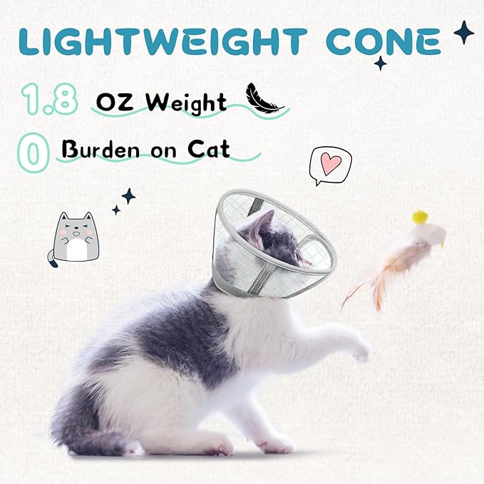 Supet Cat Cone Collar Soft to Stop Licking and Scratching, Breathable Comfortable Mesh Recovery Cone for Cats and Small Dogs After Surgery Neuter, Spay, Lightweight E Cone Collar Alternative (L)