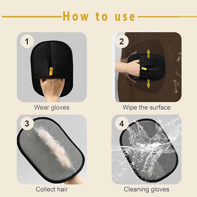 1PCS Pet Hair Removal Gloves, Cat and Dog Hair Remover, Electrostatic Gloves Pet Hair, Washable Reusable - Efficient Cleaning Pet Hair Removal Tool
