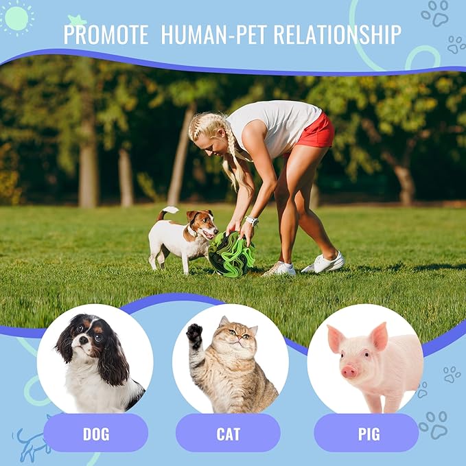 Pet Snuffle Ball, Puzzle Sniffing Interactive Dog Ball for Blind Dogs Training Stress Relief Dog Enrichment Toys Treat Machine Washable (15cm, Gradient Green)