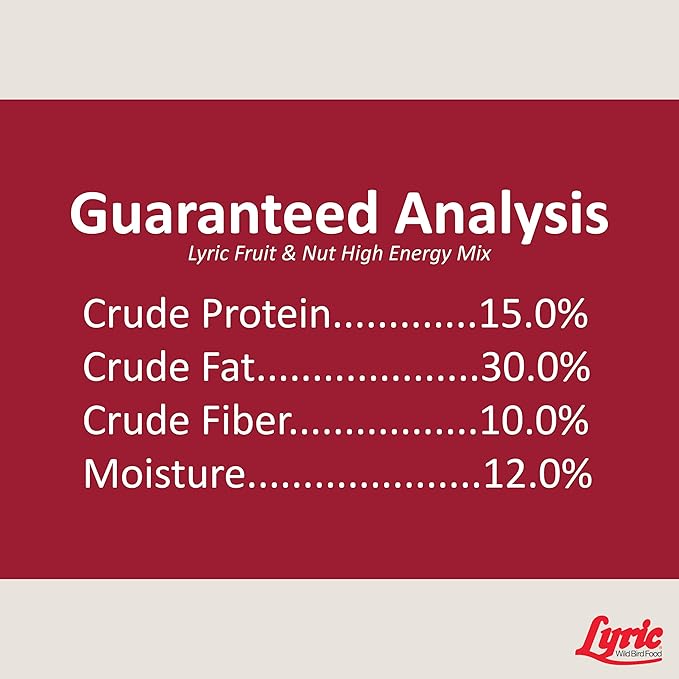 Lyric Fruit and Nut Wild Bird Seed - High Energy Wild Bird Food Mix - Attracts Woodpeckers, Chickadees & Other Songbirds - 10 lb. (pack of 2 - 5 lb bags)