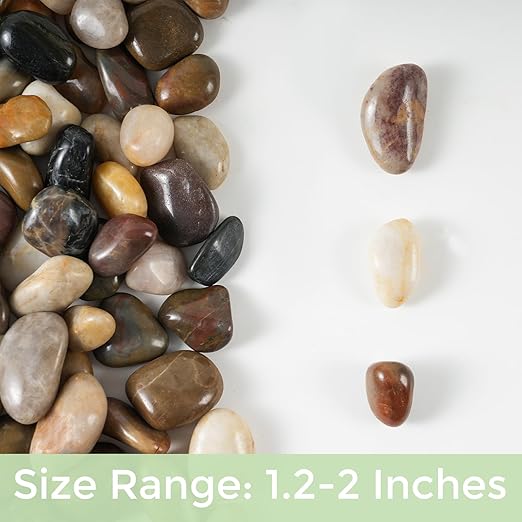 SIDONG 5 lbs Mixed River Rocks, 1.2-2 Inches Highly Polished Pebbles for Indoor Plants, Aquarium Rocks Used in Fish Tank, Decorative Stones for Plants, Vases, Home DΓ©cor, Crafting, Garden Landscaping